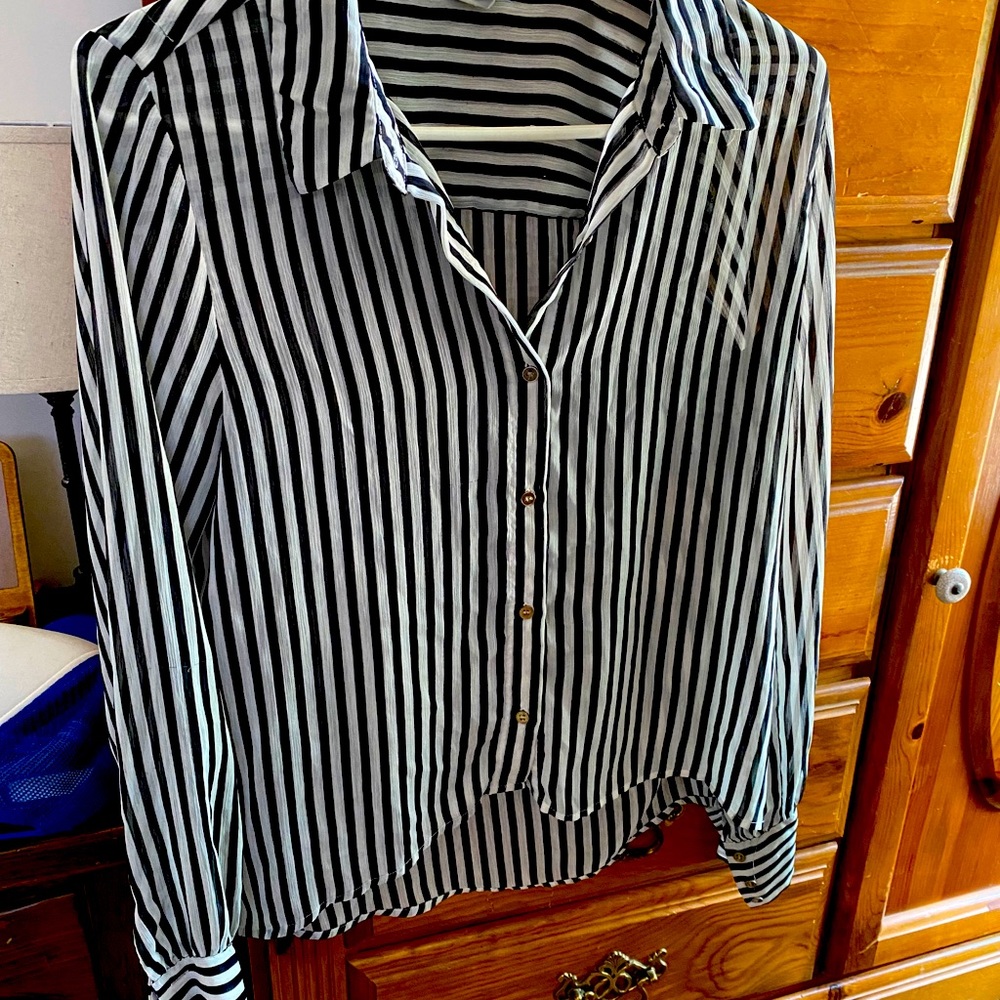 B & W Sheer Blouse